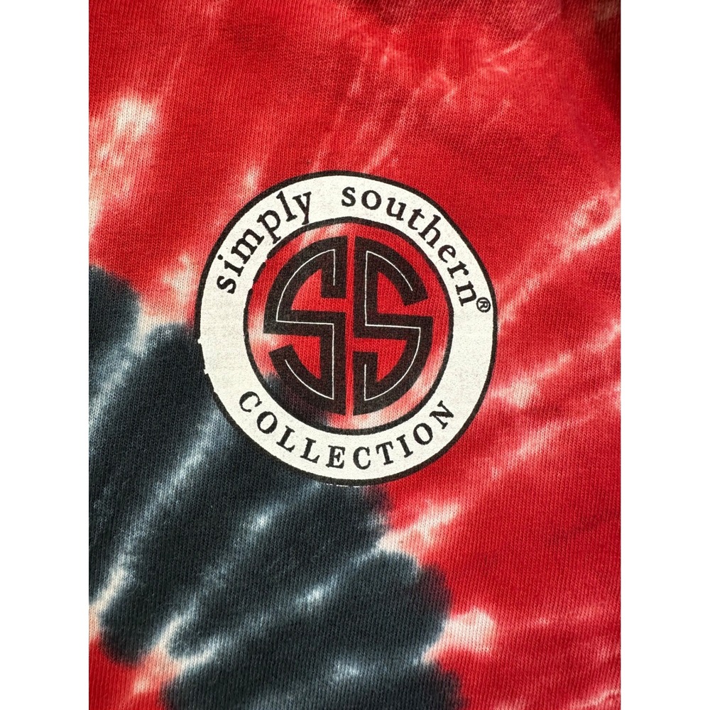 Simply Southern Christmas Dog Tie Dye Long Sleeve Shirt Red Black Large - Picture 9 of 11